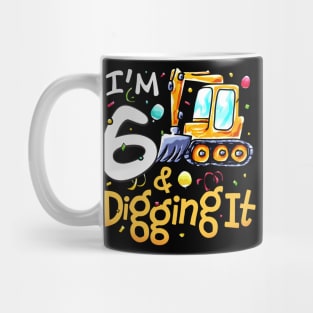 I'm 6 Year Old Gifts Excavator Construction 6th Birthday Mug